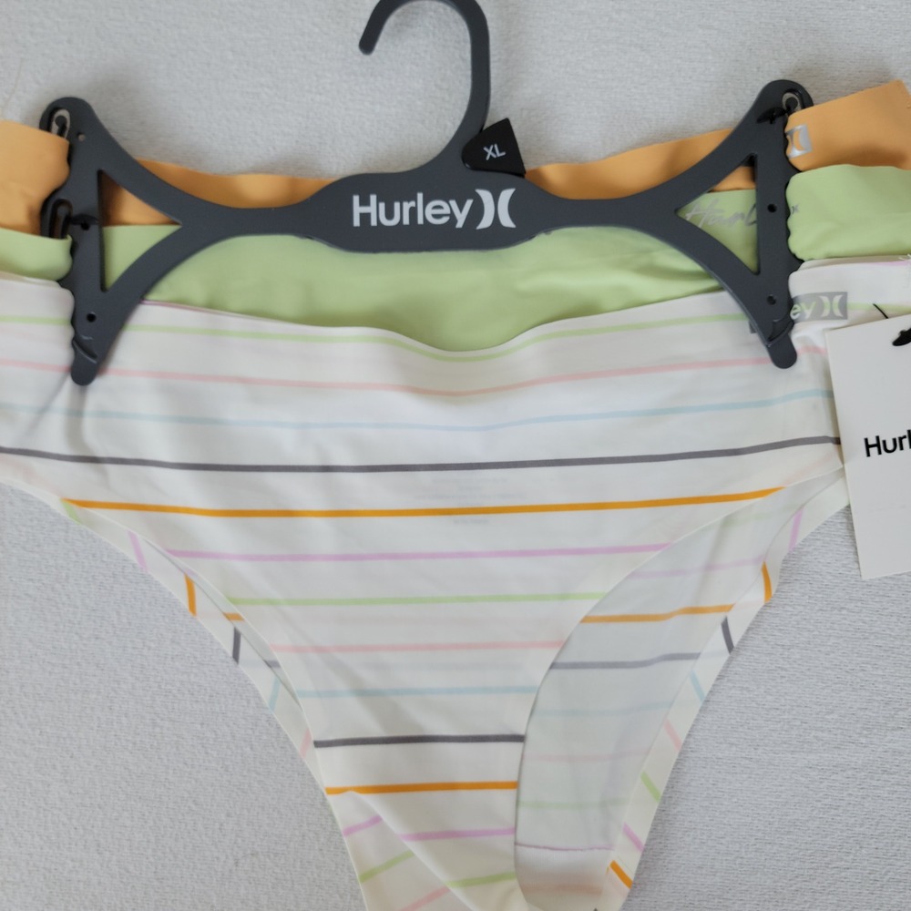 Hurley Womens 3 Pack Seamless Panties XL Multicolor Striped Lime Orange NWT‎
